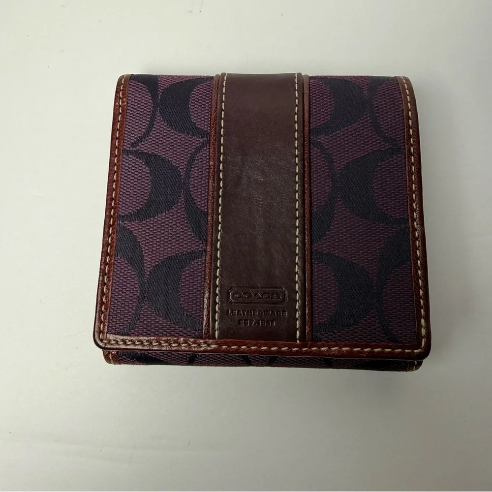 Coach Burgundy and Brown Men's Wallet